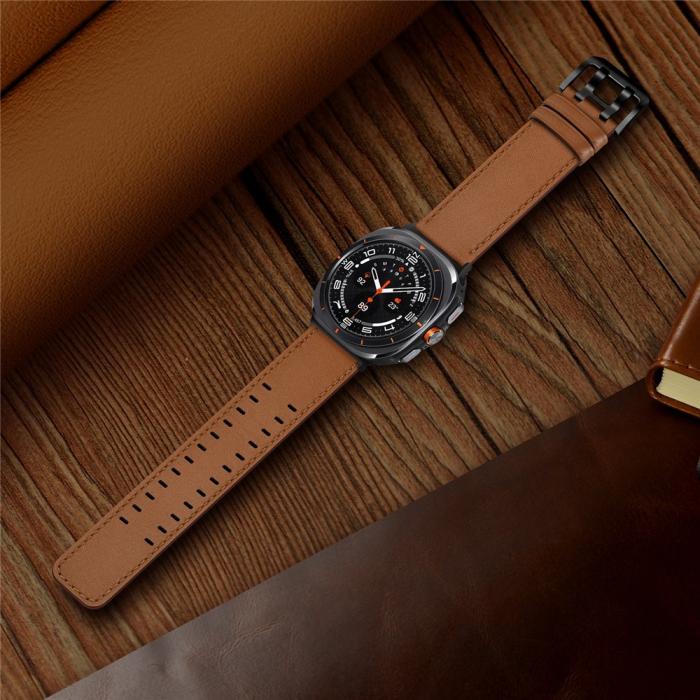 Bild 5,  Samsung Galaxy Watch 8 46/44/40 mm Armband Äkta Läder Brun - Teknikhallen.se
