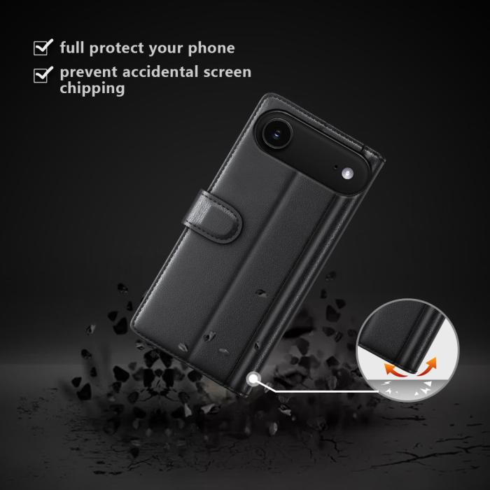 Bild 2,  iPhone Air Fodral Premium Äkta Läder Svart - Teknikhallen.se