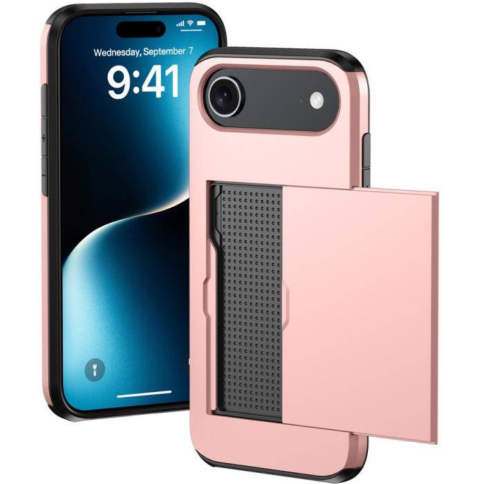 Bild 2,  iPhone Air Skal Hybrid Med Kortfack Roséguld - Teknikhallen.se