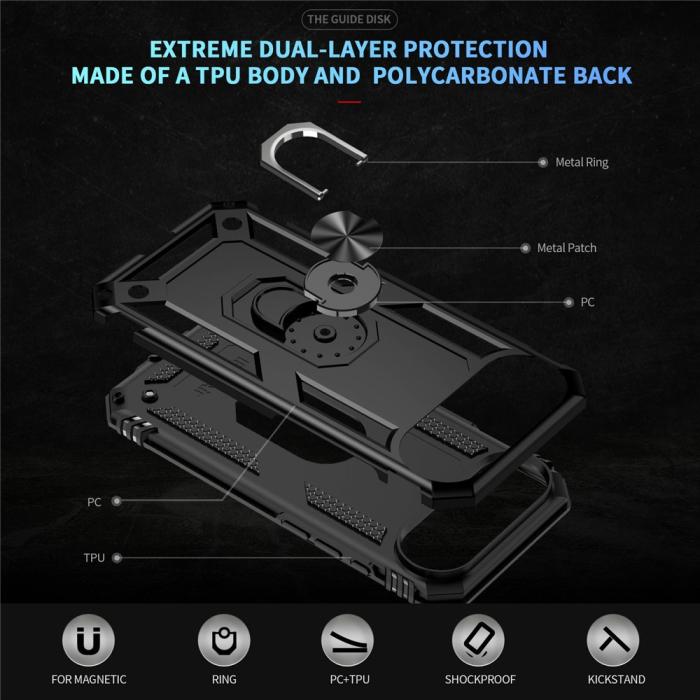 Bild 2,  iPhone Air Skal Shockproof Hybrid Ring Svart - Teknikhallen.se