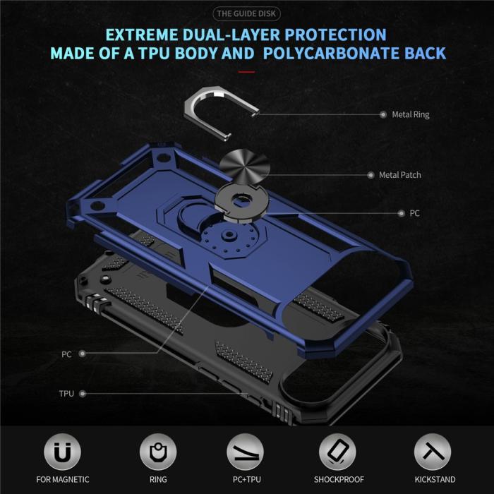 Bild 2,  iPhone Air Skal Shockproof Hybrid Ring Blå - Teknikhallen.se