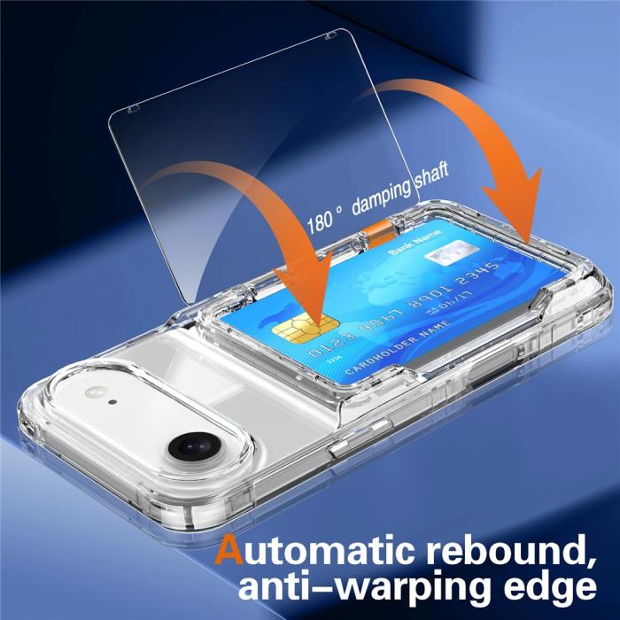 Bild 4,  iPhone Air Skal Kickstand Med Kortfack Transparent - Teknikhallen.se