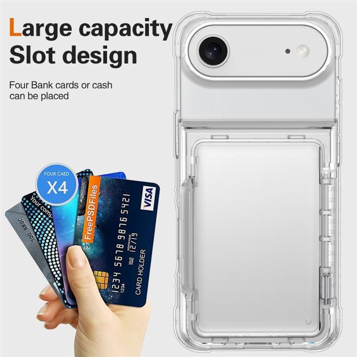 Bild 5,  iPhone Air Skal Kickstand Med Kortfack Transparent - Teknikhallen.se