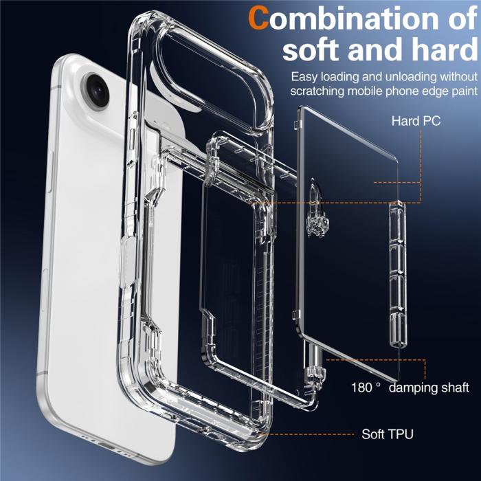 Bild 6,  iPhone Air Skal Kickstand Med Kortfack Transparent - Teknikhallen.se