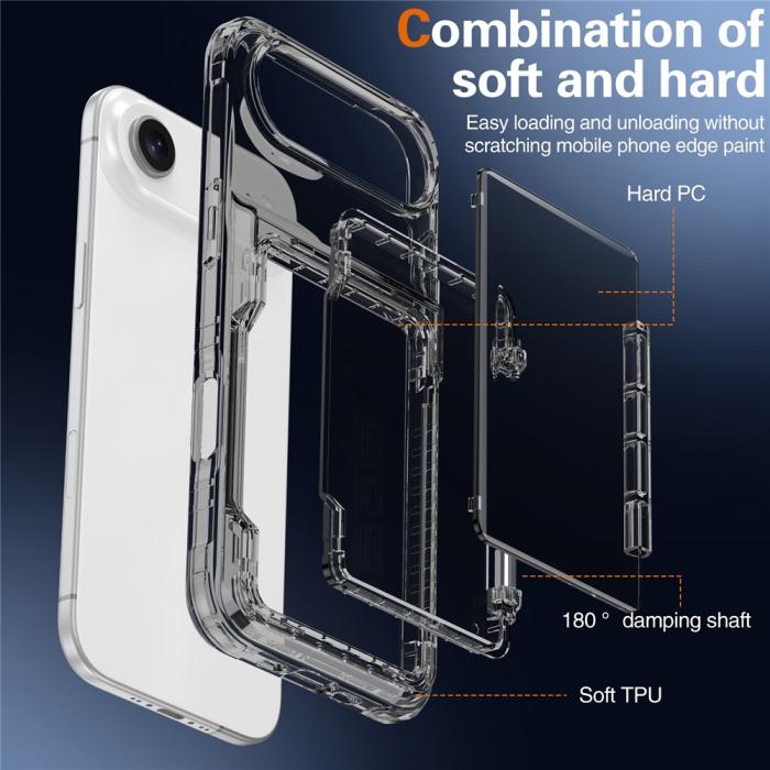 Bild 5,  iPhone Air Skal Kickstand Med Kortfack Tonad Svart - Teknikhallen.se