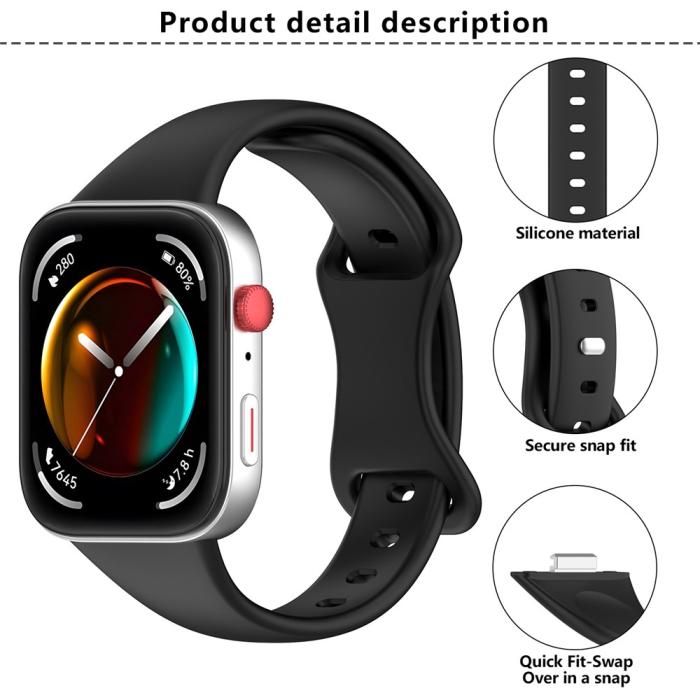 Bild 4, KALEBOL KALEBOL Huawei Watch Fit 4 Pro/4/3 Armband Silikon Svart - Teknikhallen.se