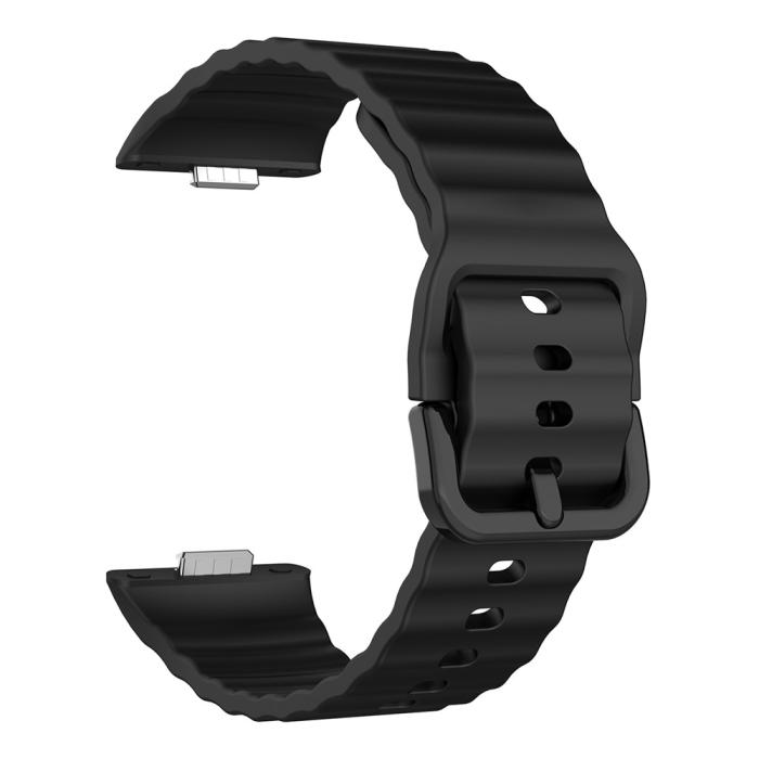 Bild 3, KALEBOL KALEBOL Huawei Watch Fit 4 Pro/4/3 Armband Wave Silikon Svart - Teknikhallen.se