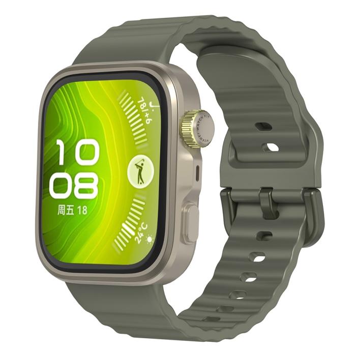 Bild 4, KALEBOL KALEBOL Huawei Watch Fit 4 Pro/4/3 Armband Wave Silikon Grön - Teknikhallen.se