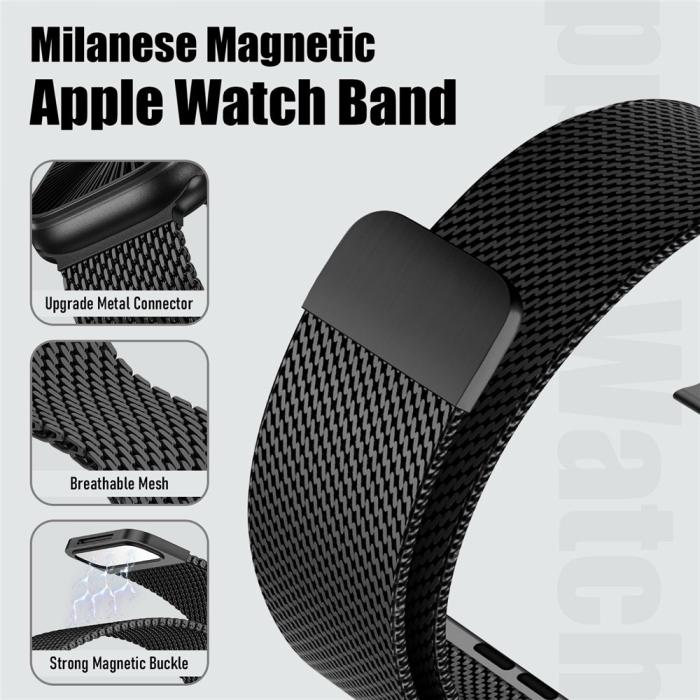 Bild 2,  Apple Watch 38/40/41/42 mm Armband Milanese Svart - Teknikhallen.se