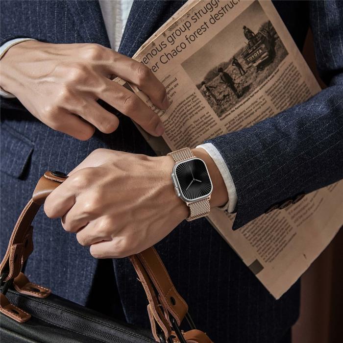 Bild 4,  Apple Watch 42/44/45/46/49 mm Armband Milanese Roséguld - Teknikhallen.se