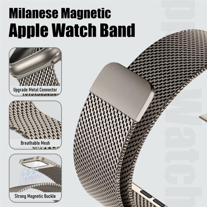 Bild 2,  Apple Watch 42/44/45/46/49 mm Armband Milanese Titanium - Teknikhallen.se