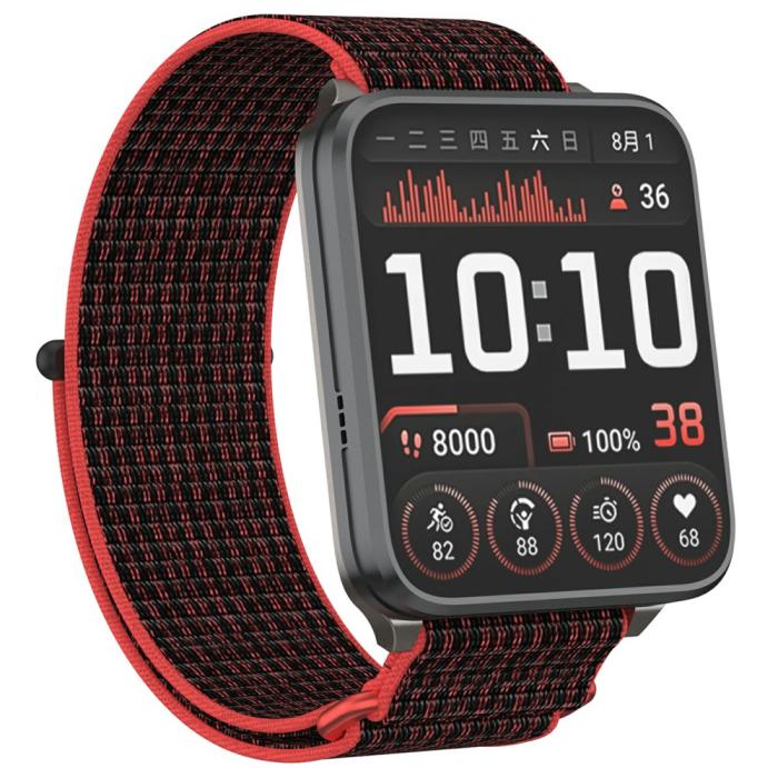 Bild 3,  Garmin Venu X1 Armband Nylon Loop Röd / Svart - Teknikhallen.se