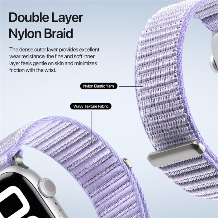 Bild 6, DUX DUCIS DUX DUCIS Apple Watch 42/44/45/46/49 mm Armband Nylon Loop Lila - Teknikhallen.se