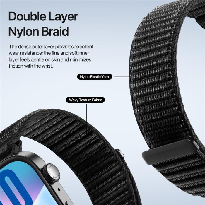 Bild 6, DUX DUCIS DUX DUCIS Huawei Watch Fit 4 Pro/4/3 Armband Nylon Loop Svart - Teknikhallen.se
