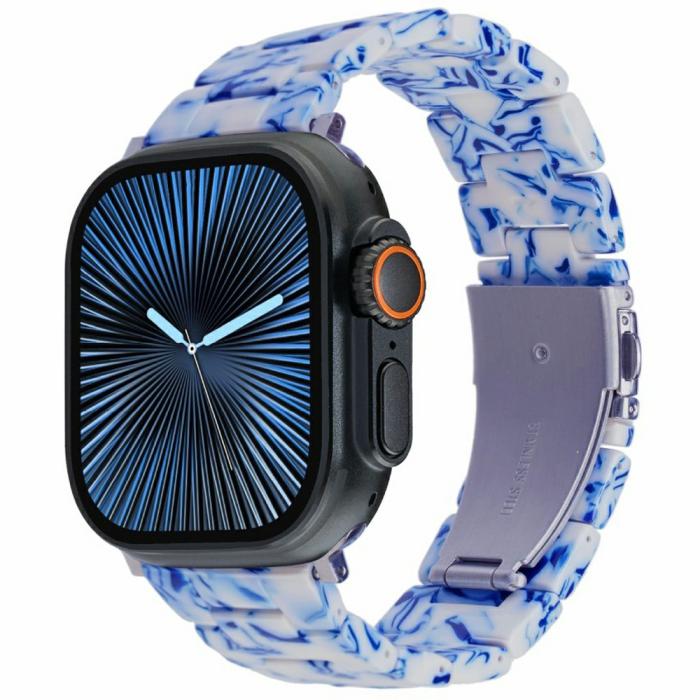 Bild 2, LEMONDA LEMONDA Apple Watch 42/44/45/46/49 mm Armband Resin Blå/Vit - Teknikhallen.se