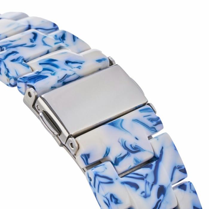 Bild 4, LEMONDA LEMONDA Apple Watch 42/44/45/46/49 mm Armband Resin Blå/Vit - Teknikhallen.se