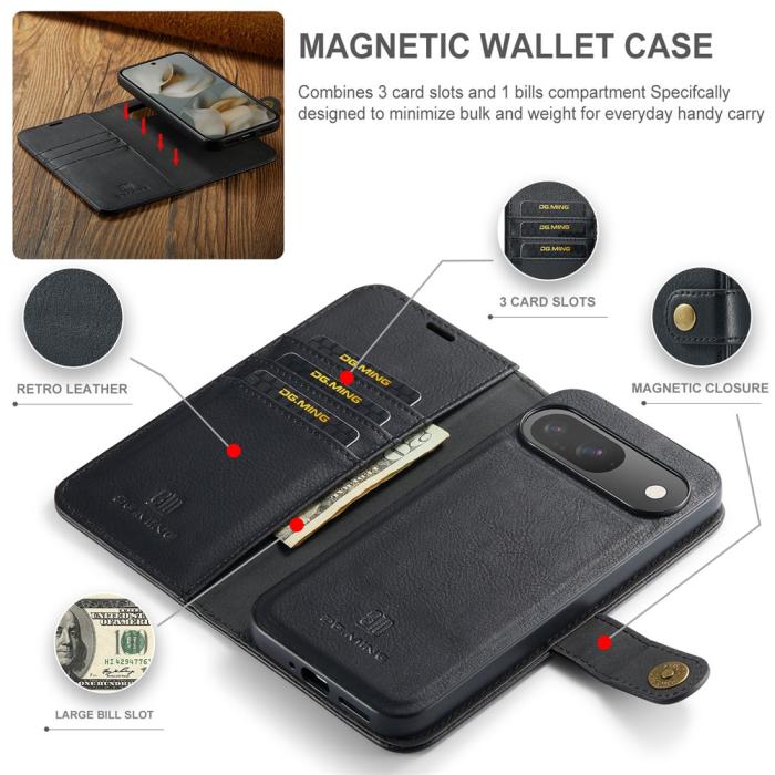 Bild 4, DG.MING DG.MING Google Pixel 10/10 Pro 2in1 Magnet Fodral / Skal Svart - Teknikhallen.se