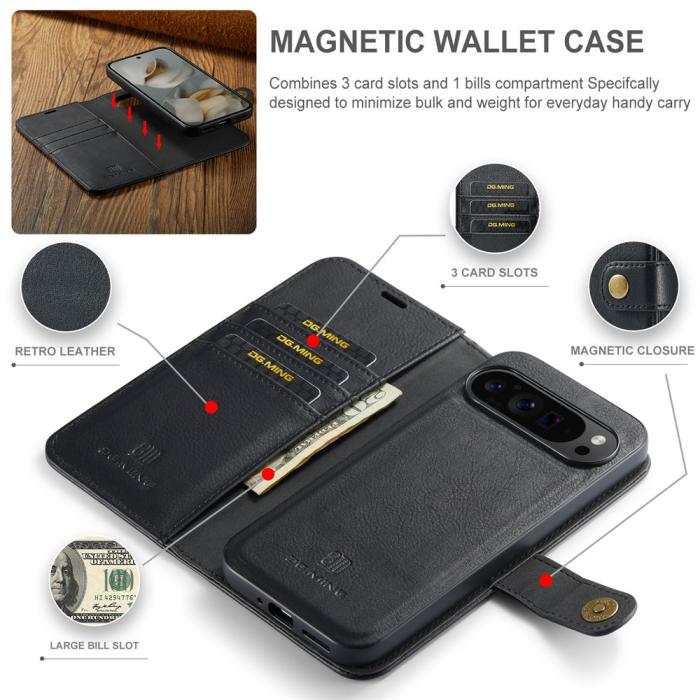 Bild 5, DG.MING DG.MING Google Pixel 10 Pro XL 2in1 Magnet Fodral / Skal Svart - Teknikhallen.se