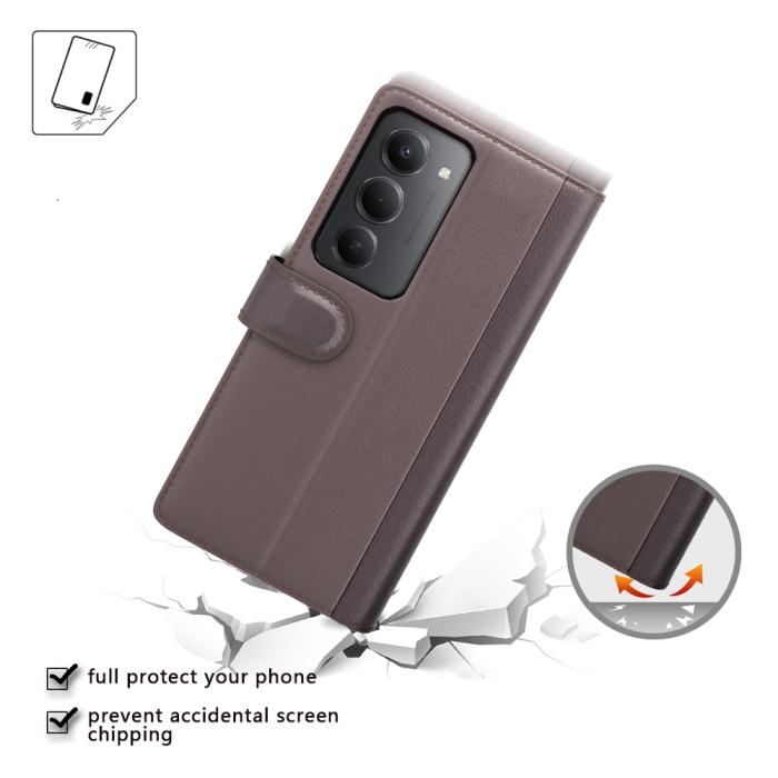 Bild 2,  Xiaomi Redmi 15 Fodral Premium Äkta Läder Brun - Teknikhallen.se