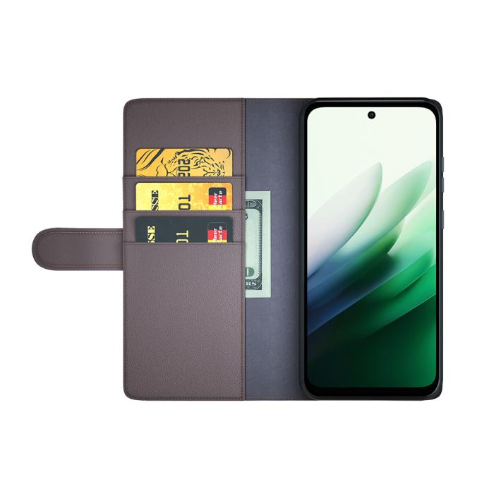 Bild 3,  Xiaomi Redmi 15 Fodral Premium Äkta Läder Brun - Teknikhallen.se