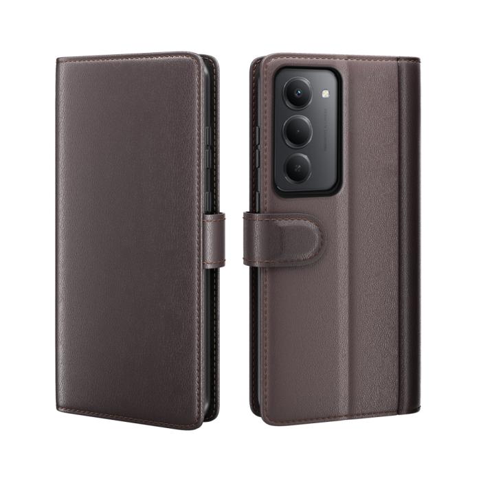 Bild 5,  Xiaomi Redmi 15 Fodral Premium Äkta Läder Brun - Teknikhallen.se