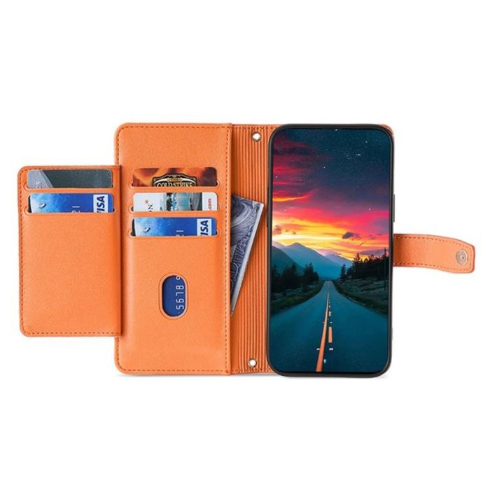 Bild 2,  Xiaomi Redmi 15C Fodral Läder Multifunktionellt Orange - Teknikhallen.se