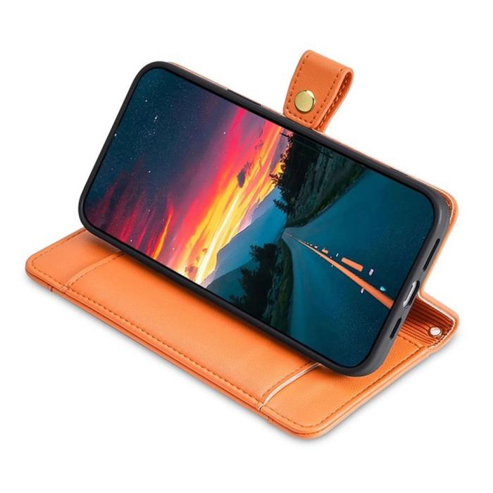 Bild 3,  Xiaomi Redmi 15C Fodral Läder Multifunktionellt Orange - Teknikhallen.se