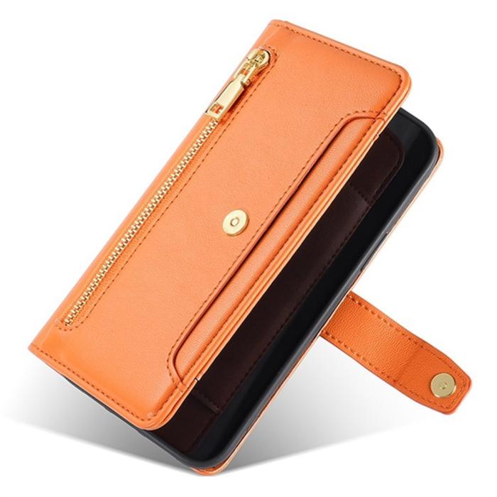 Bild 4,  Xiaomi Redmi 15C Fodral Läder Multifunktionellt Orange - Teknikhallen.se