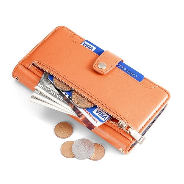 Bild 5,  Xiaomi Redmi 15C Fodral Läder Multifunktionellt Orange - Teknikhallen.se