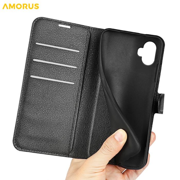 Bild 5, AMORUS AMORUS Samsung Galaxy Xcover 7 Pro Fodral Litchi Läder Svart - Teknikhallen.se