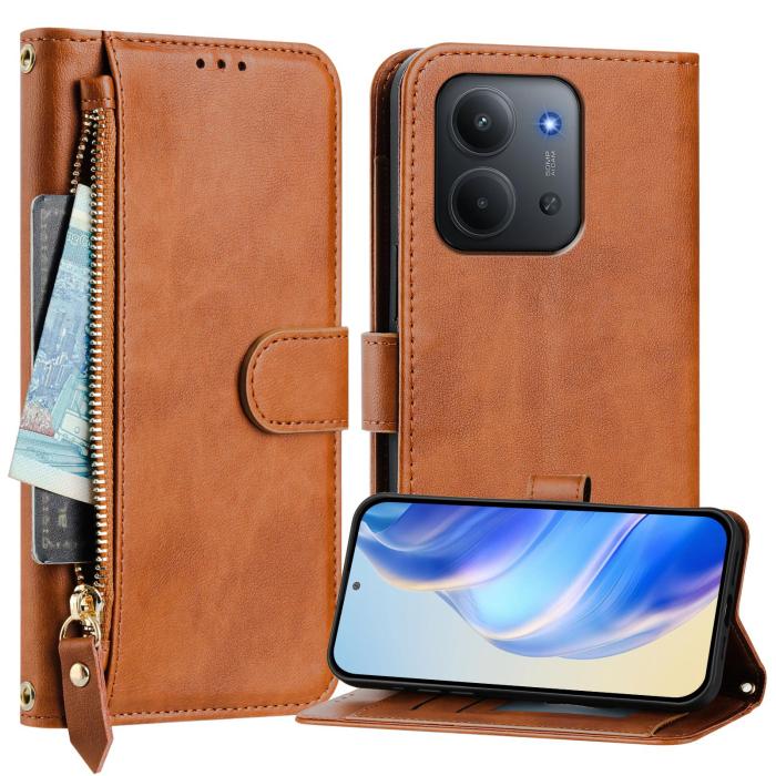 Bild 2,  Xiaomi Redmi 15C Plånboksfodral Läder Brun - Teknikhallen.se