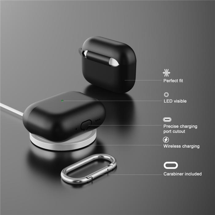 Bild 3,  AirPods Pro 3 Skal Med Karbinhake Silikon Vit - Teknikhallen.se