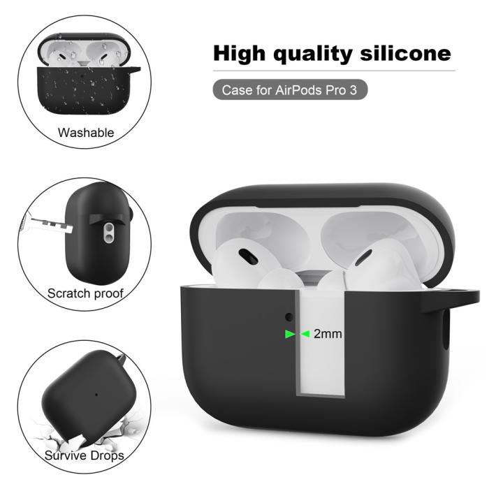 Bild 2,  AirPods Pro 3 Skal Med Karbinhake Silikon Orange - Teknikhallen.se