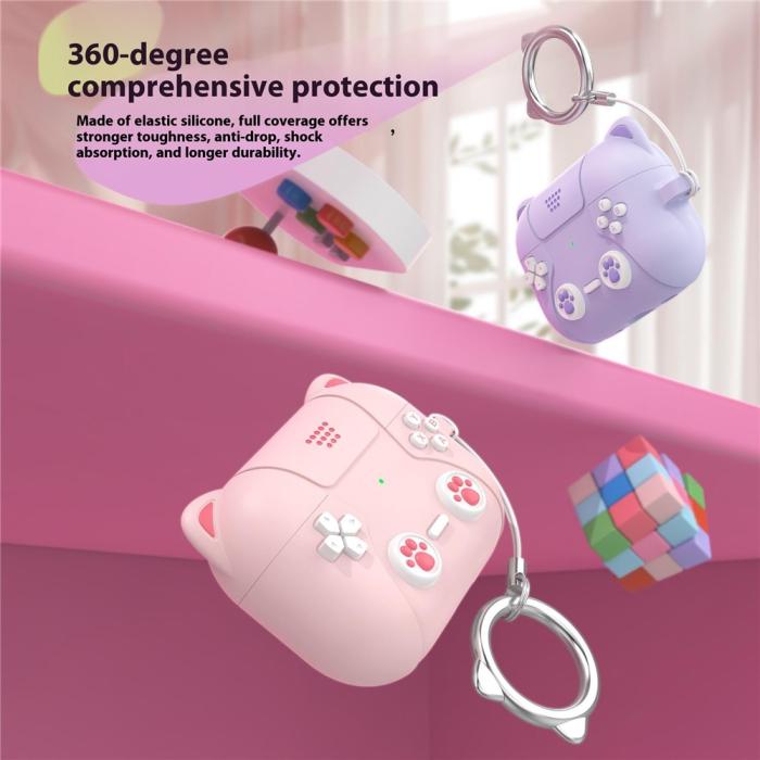 Bild 3,  AirPods Pro 3 Skal Silikon Med Nyckelring Katt Ljus Rosa - Teknikhallen.se