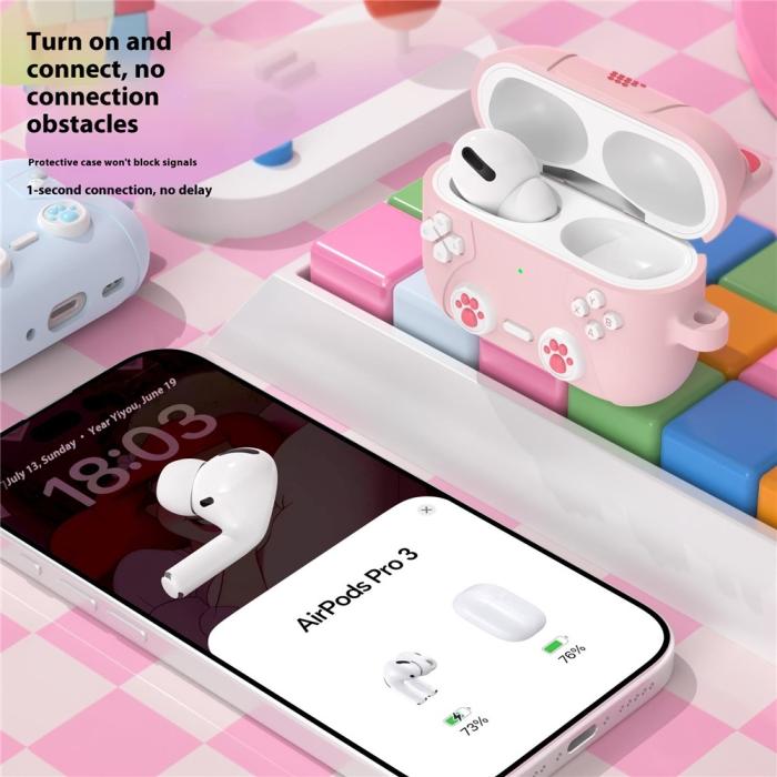 Bild 5,  AirPods Pro 3 Skal Silikon Med Nyckelring Katt Blå - Teknikhallen.se