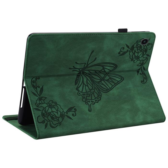 Bild 4,  Samsung Galaxy Tab A11 / A9 Fodral Butterfly Flower Grön - Teknikhallen.se
