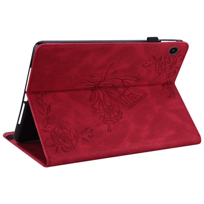 Bild 4,  Samsung Galaxy Tab A11 / A9 Fodral Butterfly Flower Röd - Teknikhallen.se