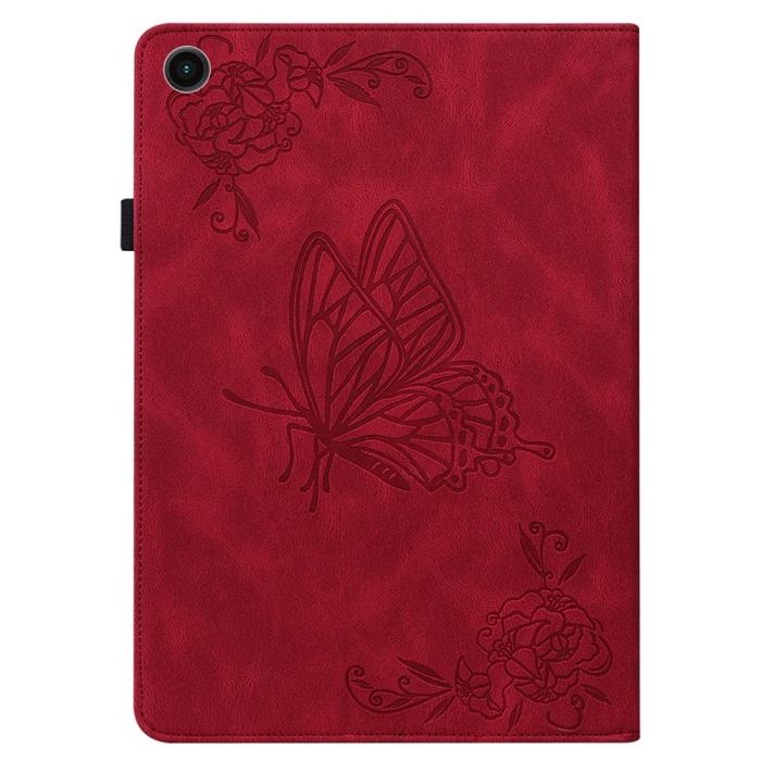 Bild 5,  Samsung Galaxy Tab A11 / A9 Fodral Butterfly Flower Röd - Teknikhallen.se