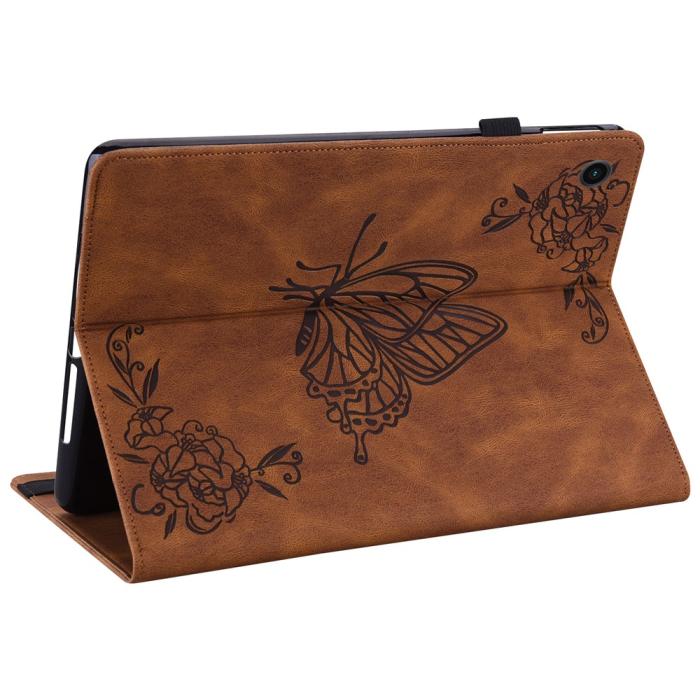 Bild 4,  Samsung Galaxy Tab A11 / A9 Fodral Butterfly Flower Brun - Teknikhallen.se