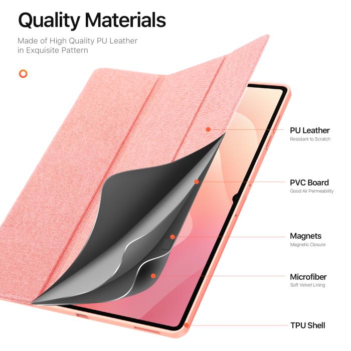 Bild 5, DUX DUCIS DUX DUCIS Galaxy Tab S11 Ultra Fodral DOMO Tri-Fold Rosa - Teknikhallen.se