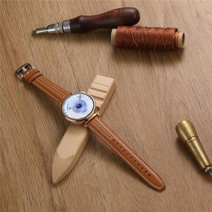 Bild 4,  Klockarmband 18 mm Äkta Läder Mörk Brun - Teknikhallen.se