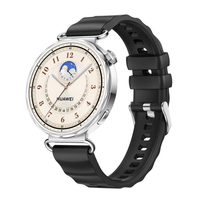 Bild 3,  Klockarmband 18 mm Quick Release Wave Silikon Svart - Teknikhallen.se