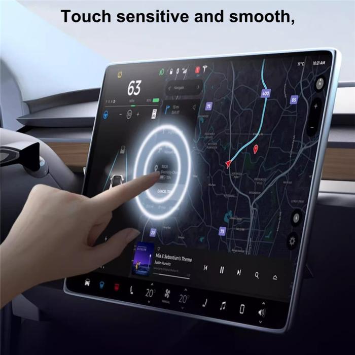Bild 4,  Tesla Model Y 2025 / Model 3 2025-2023 Skärmskydd Härdat Glas - Teknikhallen.se