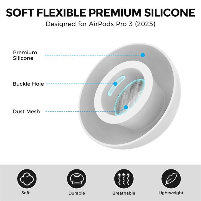 Bild 2, AHASTYLE AHASTYLE 3-PACK AirPods Pro 3 Öronpluggar Silikon Vit - Teknikhallen.se
