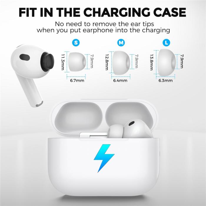 Bild 6, AHASTYLE AHASTYLE 3-PACK AirPods Pro 3 Öronpluggar Silikon Vit - Teknikhallen.se