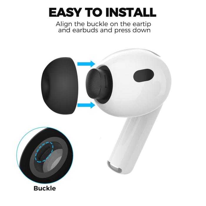 Bild 5, AHASTYLE AHASTYLE 3-PACK AirPods Pro 3 Öronpluggar Silikon Svart - Teknikhallen.se