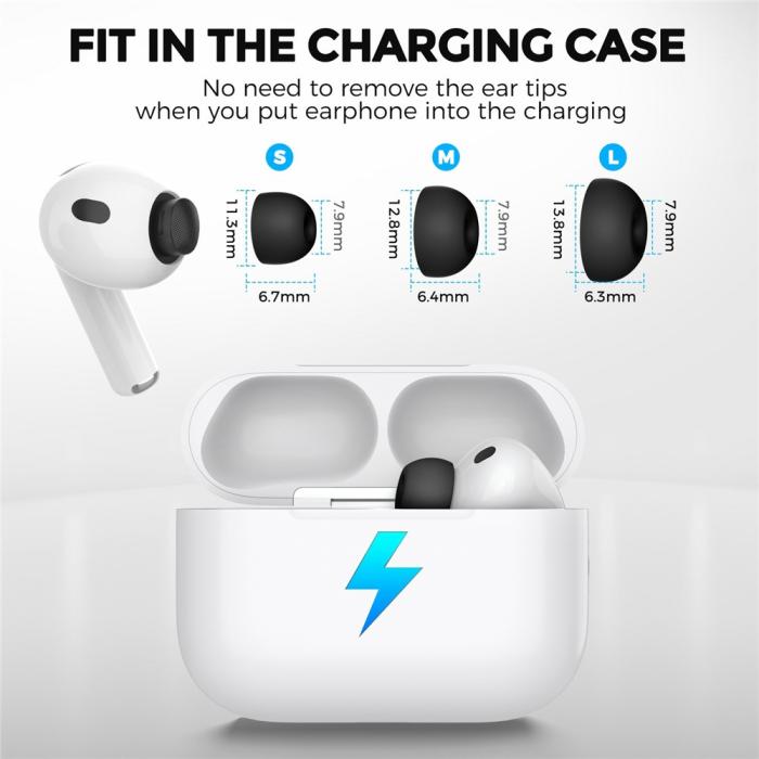 Bild 6, AHASTYLE AHASTYLE 3-PACK AirPods Pro 3 Öronpluggar Silikon Svart - Teknikhallen.se