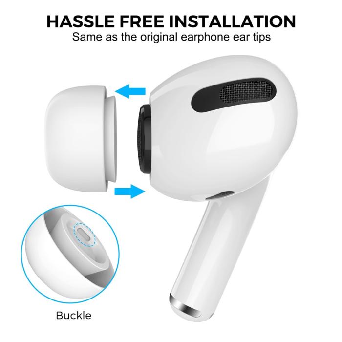 Bild 3, AHASTYLE AHASTYLE 3-PACK AirPods Pro 2/1 Öronpluggar Silikon Vit - Teknikhallen.se
