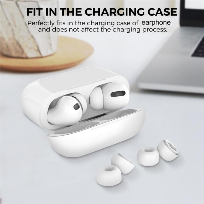 Bild 4, AHASTYLE AHASTYLE 3-PACK AirPods Pro 2/1 Öronpluggar Silikon Vit - Teknikhallen.se