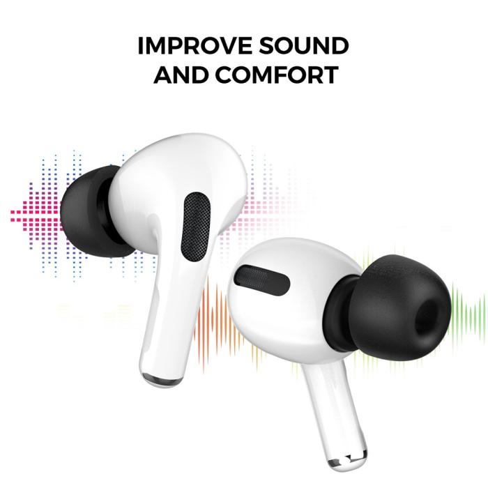 Bild 4, AHASTYLE AHASTYLE 3-PACK AirPods Pro 2/1 Öronpluggar Silikon Svart - Teknikhallen.se